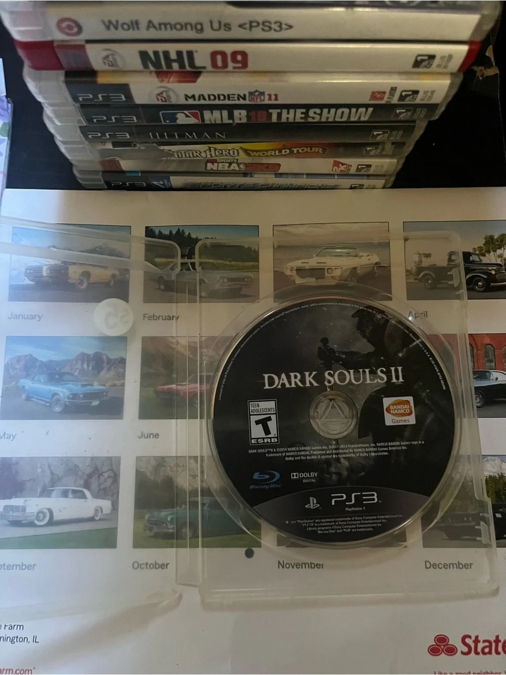 Sony PS3 Slim Matte Black Console with Controller and Cables and 12 Games